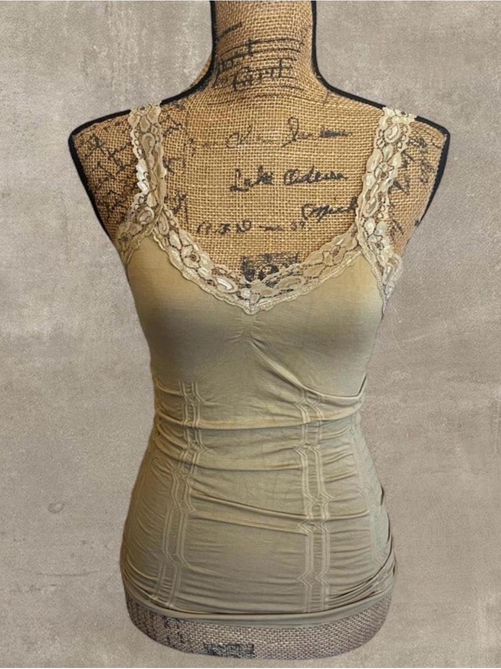 Y2K Bella Swan Lace-Trim Slim Fit Camisole - Khaki